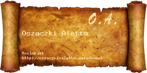 Oszaczki Aletta névjegykártya